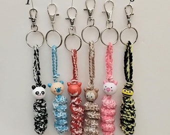 verme preocupado, verme da sorte, bolsa de joias, chaveiro, panda, filhote de urso, macaco, abelha, raposa, rosto, cabeça de madeira