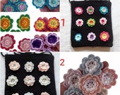 black cotton granny bag, black shoulder bag, cotton, colorful flowers, double pocket, pull, quilted 24 cm, on order