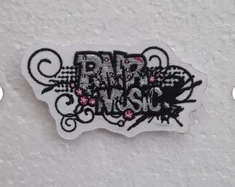 music patch, RNB, 10/5cm, embroidered iron-on badge