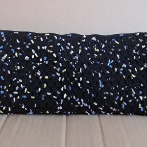 toiletry kit, makeup kit, case, black, cotton, color noppes, lined, 26/12 cm, made crochet,