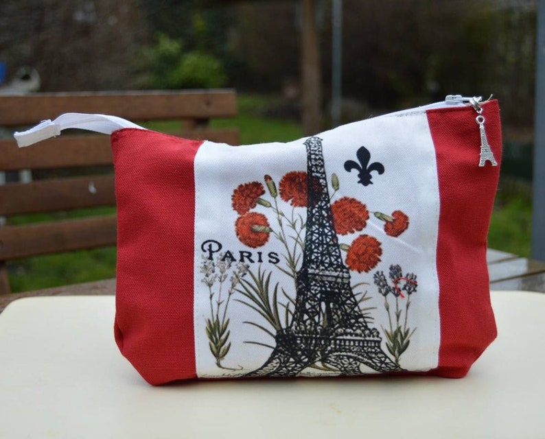 cotton Kit red eiffel tower zipper 25155cm bets; flowers; lined pouch