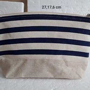 toiletspullen, zakje, beige, en marine, matroos, katoen, 27/17/6 cm, rits