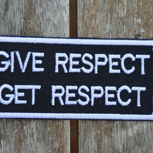 iron-on patch, give respect, embroider, 9/4 cm