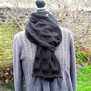 halsduk, halsvärmare, unisex, akryl, ockrabrun 20% ull, svart gråvit 20% ull, stickad, ull bild 1