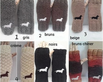 mitaines , gants , ouverture pouces , chausse-pouls ,  20 cm ,au choix, envoyer le no lors de la commande , teckels , chiens ,broder