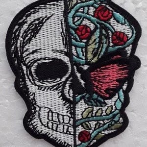 patch thermocollant crâne , double face , tête de mort  , broder , 7.5 cm / 6 cm