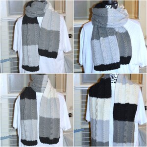 halsduk, halsvärmare, unisex, akryl, ockrabrun 20% ull, svart gråvit 20% ull, stickad, ull bild 10