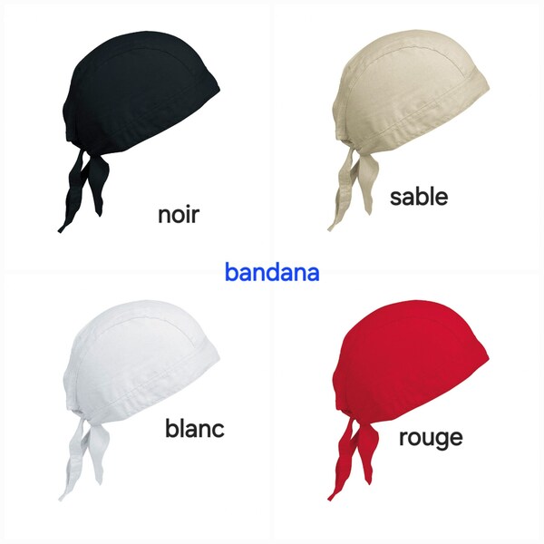 bandana noir , beige , blanc ,rouge  , chapeau de pirate ,  coton , bandeau
