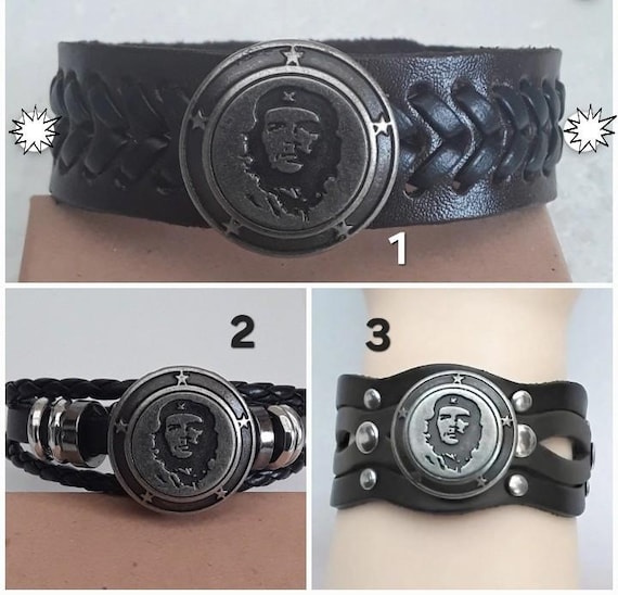 Bracelet, Che Guevara, Brown Leather Bracelet, and Black Braids