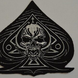 badge, patch, ace of spades, skull, skulls, death's head, embroider, iron-on, 9.5/10 cm, embroider, iron-on