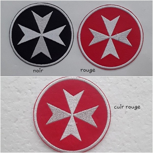 patch. Badge. badge. embroider, iron-on, cotton Maltese cross, black or red, white embroider, 8 cm