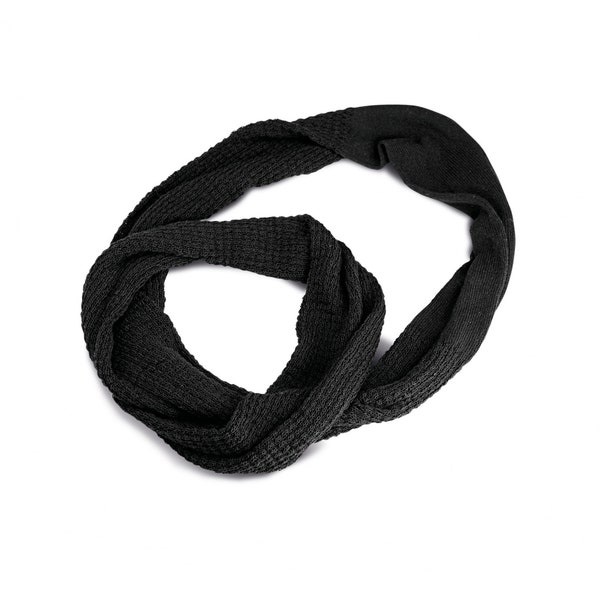 tour de cou snood tour de cou noir, 1.34M/10CM ,  écharpe tubulaire en tricot , mixte