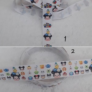 lint grove nerf, katoen, wit, gekleurd, tsum tsum, 22 mm, verkocht per meter