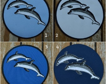 patch thermocollant  dauphins, gris , broder , thermocollant , broder 8cm ,