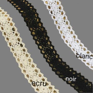 Spitze, Zopf, gehäkelt, weiß, ecru, 15 mm, schwarz 20 mm, Meterware