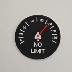 rev counter patch, no limit, iron-on, cotton, 9 cm, embroidered