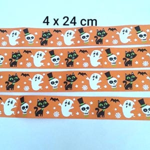 ruban gros grain  coton halloween , 4 x 24 cm , 25mm