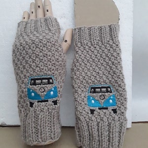 rękawiczki dziane, niebieskie kombi, dzianinowe, szare lub białe rękawiczki bez palców, 20 cm,
