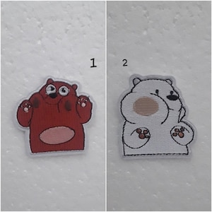 white bear iron-on patch, brown bear, embroider, 6.5/6cm