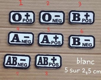 patch, badge, blood group, 5/2.5cm, embroidered and iron-on
