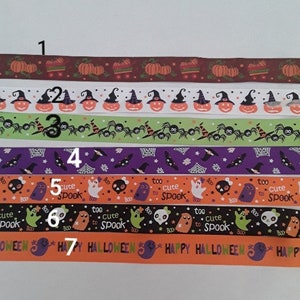 ruban gros grain coton halloween  , 25mm, fantomes , citrouilles , vendu par 90 cm