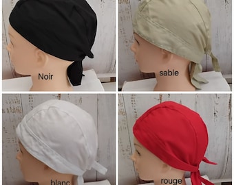 bandana , noir  , sable , rouge ou blanc, chapeau de pirate , coton , bandeau