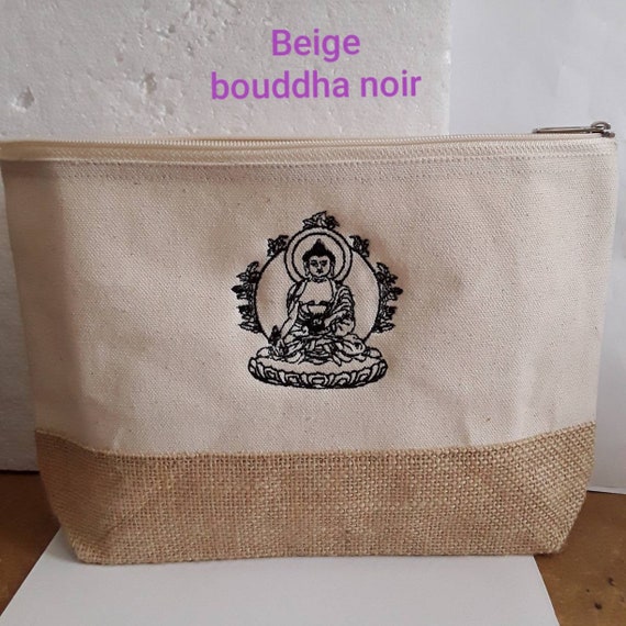 Neceser de algod n neceser Buda bordado negro kit crudo