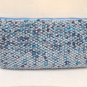 kit, borsa, cassa, più grassoccio, cotone, blu, screziato, foderato, cerniera, piccoli riccioli, 21/11 cm