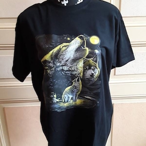 mixed black t-shirt wolves in the night