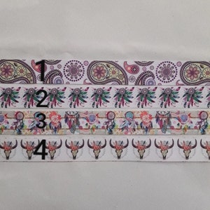 ruban gros grain coton  , attrape rêves capteur de rêves , plumes , cachemire,  22 mm , 25 mm , vendu au mètre
