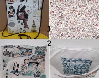 Shoulder bag. Japan. Japanese women. Landscape. Dragons, flowers