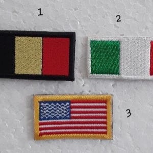 iron-on patch small country flag, belgium, italy, united states, canada, embroidery