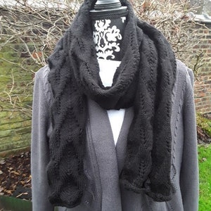 halsduk, halsvärmare, unisex, akryl, ockrabrun 20% ull, svart gråvit 20% ull, stickad, ull bild 5