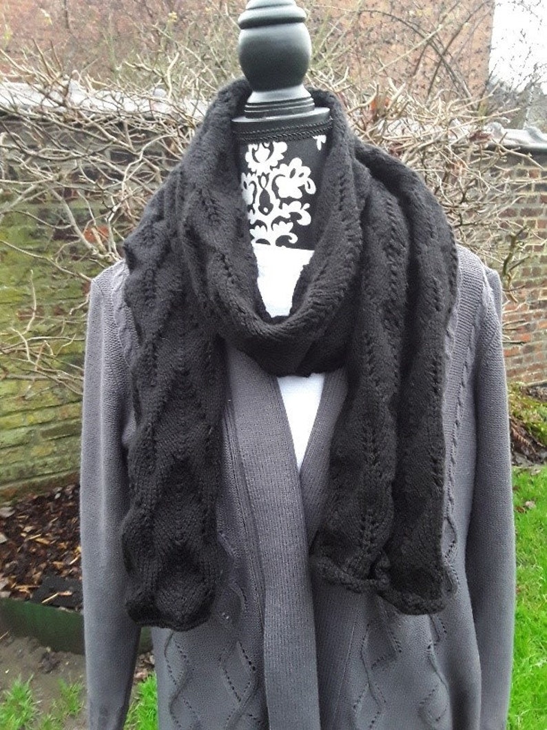 halsduk, halsvärmare, unisex, akryl, ockrabrun 20% ull, svart gråvit 20% ull, stickad, ull bild 5