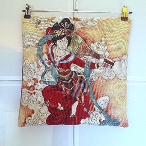 Geisha-Kissenbezug , Japanerin , erhaben, ziehend, 39/38 cm, große Baumwolle