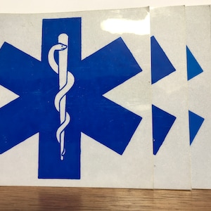 Vintage EMT Stickers: Star of Life Snake Staff Design (4&quot; x 4&quot;)