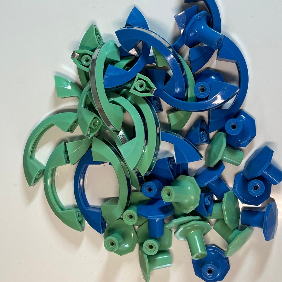 Retro Plastic Blue and Green Drawer Knobs and Pulls Etsy
