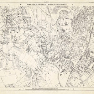 Old map London 1877 - sheet 23  - Upper Sydenham, Lower Norwood, South Norwood , Vintage map, antique map, historical map, 84.1 x 59.4 cm