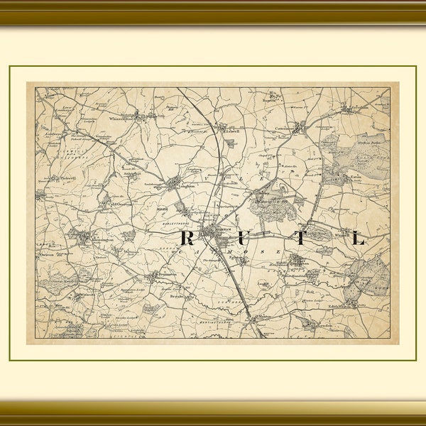 Old Map of The Environs of Oakham. Rutland  - 1898