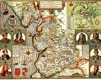 Speed Old Map 1610 Full Size Print  Unique GIFT Carmarthenshire Replica Old J 