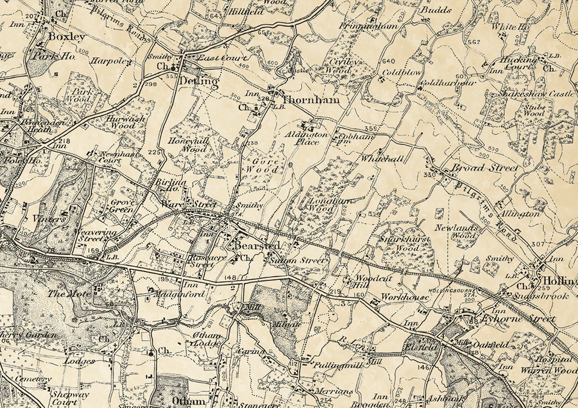 Old Map of the Environs of Maidstone Kent 1898 - Etsy UK
