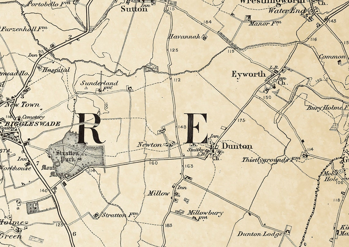 Old Map of the Environs of Biggleswade Bedfordshire 1898 - Etsy UK