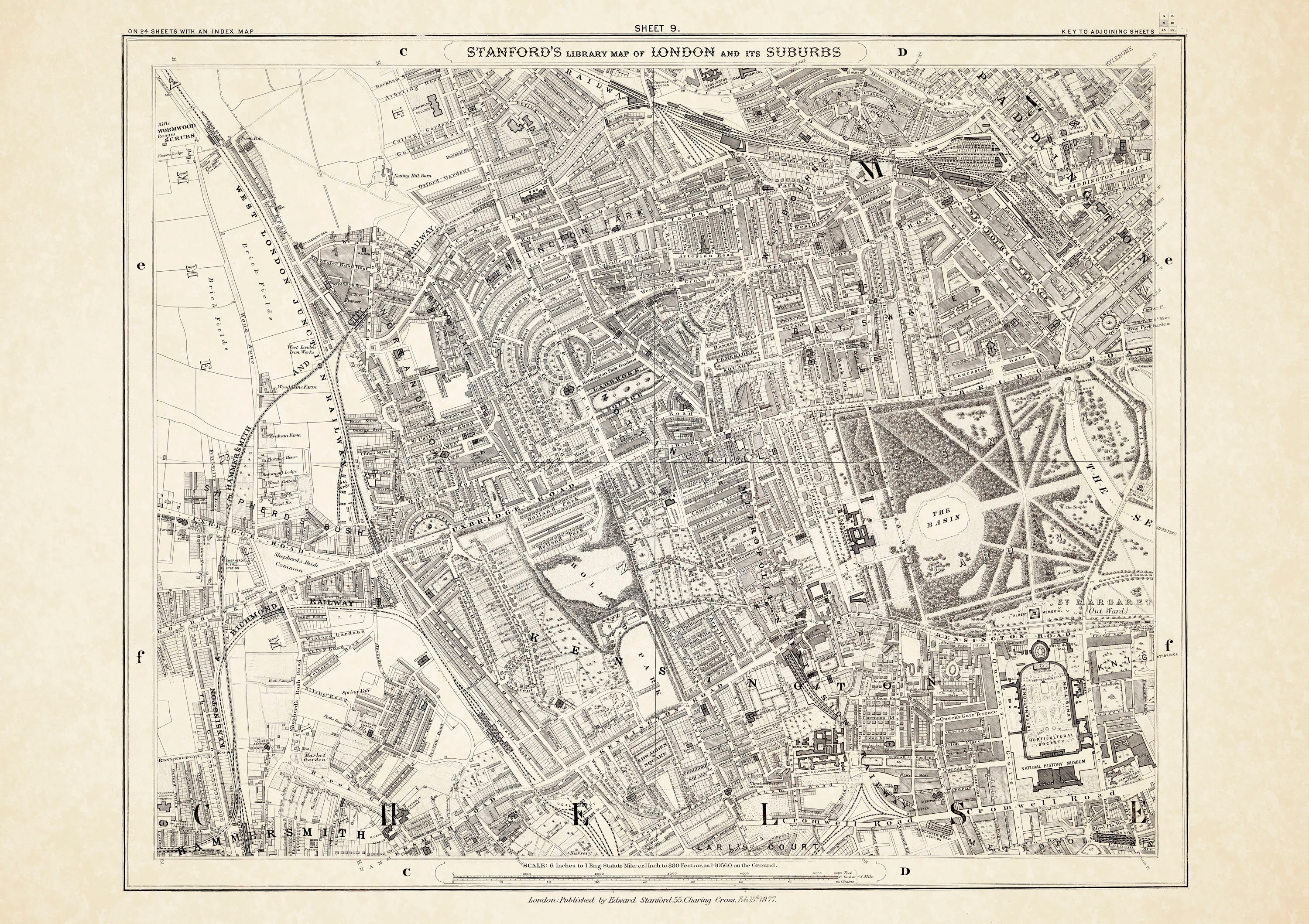 Bayswater Road London Map Old Map London 1877 Sheet 9 Reproduction Kensington | Etsy Uk