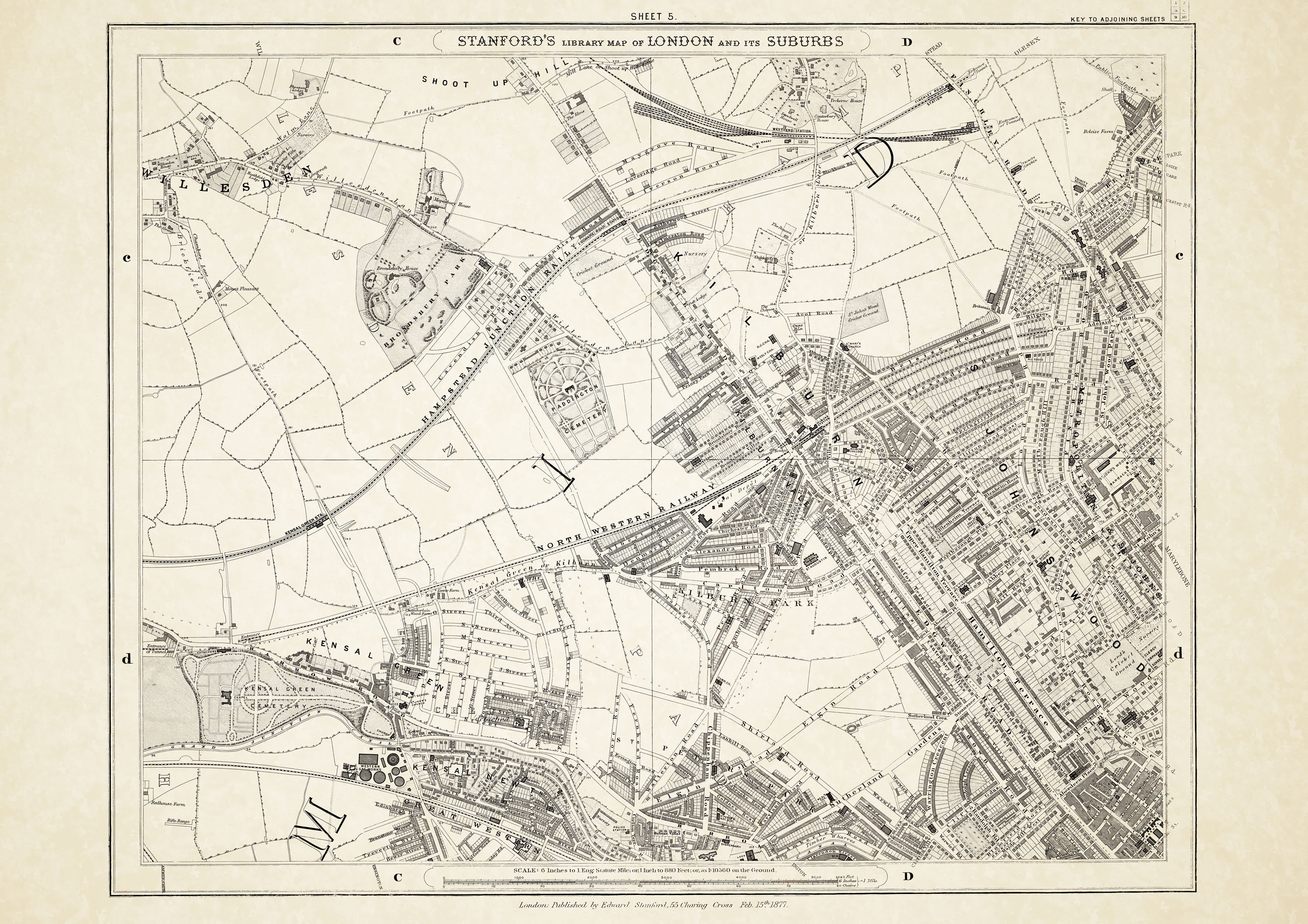 Old Map London 1877 Sheet 5 Kilburn St Johns Wood Kensal - Etsy