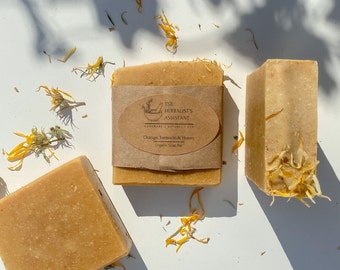 Orange, Turmeric & Honey Bar Soap | skin soothing, organic soap | skin-tone evening bar soap | honey, shea butter and turmeric bar soap