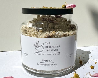 Meadow Bath Salts - Skin Soothing Bath Salts, Sandalwood & Lavender bath salts, Dead Sea Salt Mix for Sensitive Skin, Frankincense Bath Salt