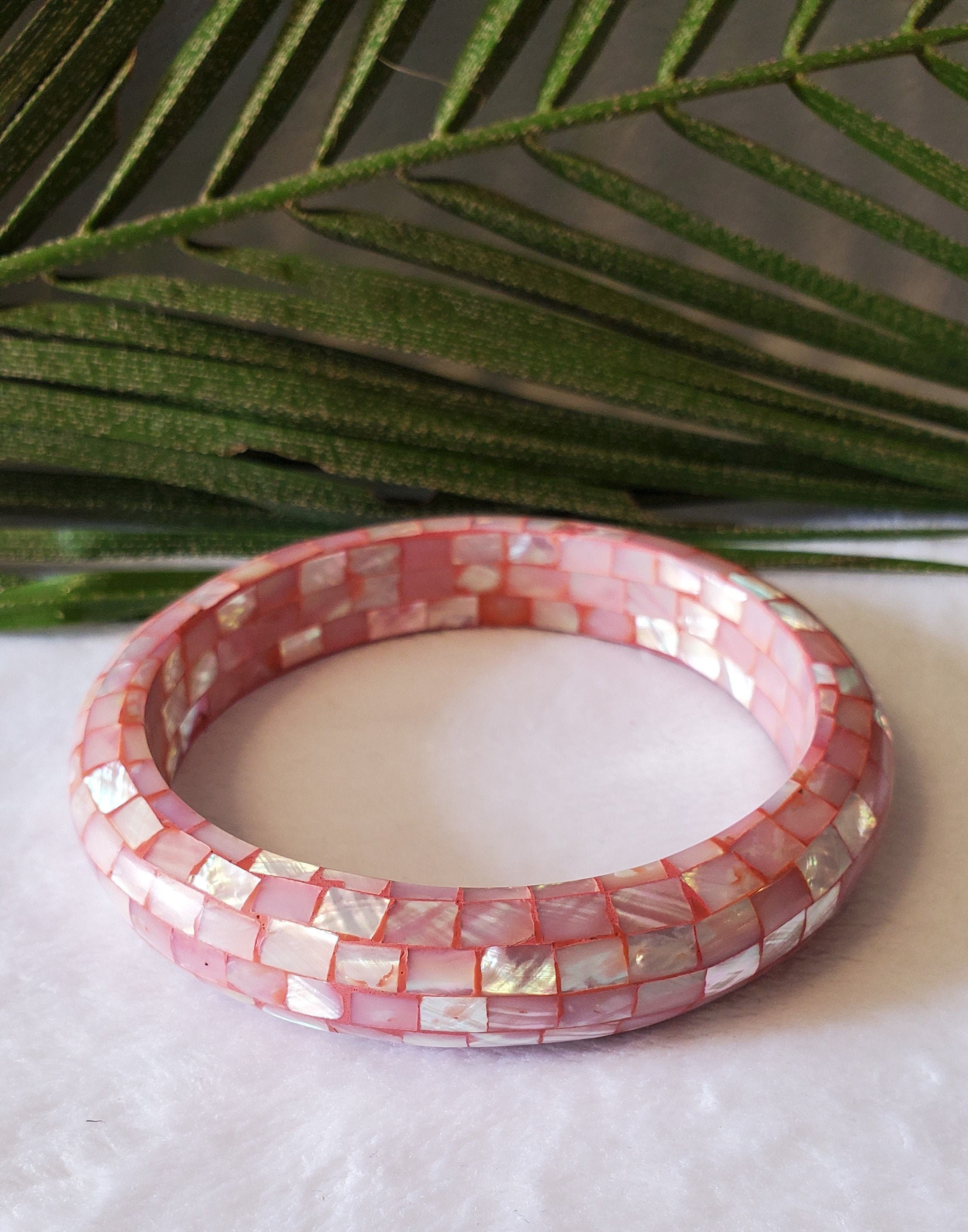 Vintage 1950s Pearl & Rhinestone Bracelet, Pink Black Enamel