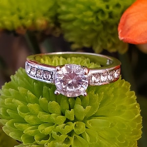 Vintage Silver Ring with White Gemstones
