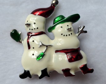 Vintage Christmas Snowman Brooch