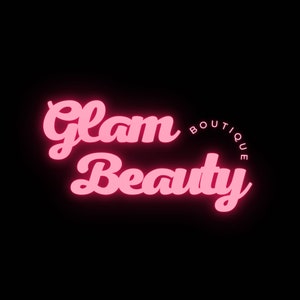 Pink Neon Beauty Logo Design: Canva Template (Instant Download)